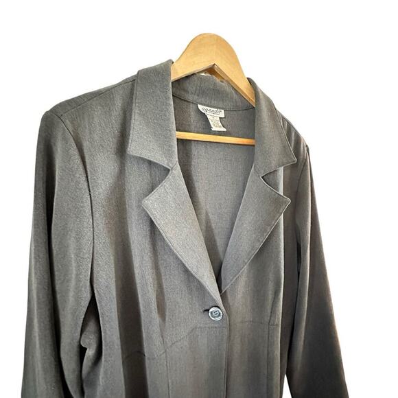 Agenda Gray Long Sleeve, One Button, Long Blazer sz 1x - Picture 4 of 10